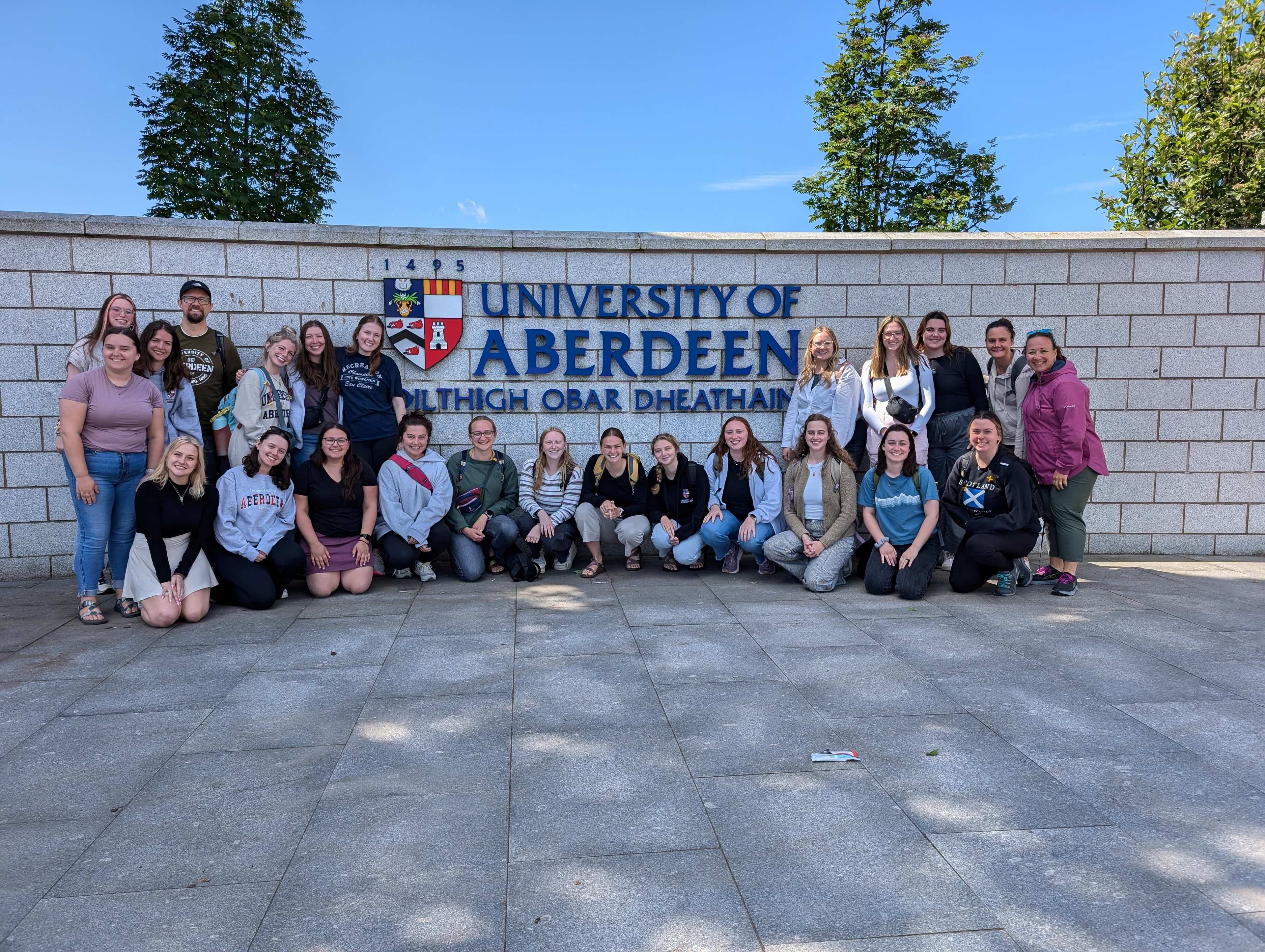 Special Education majors from UWEC outside of University of Aberdeen in Scotland
